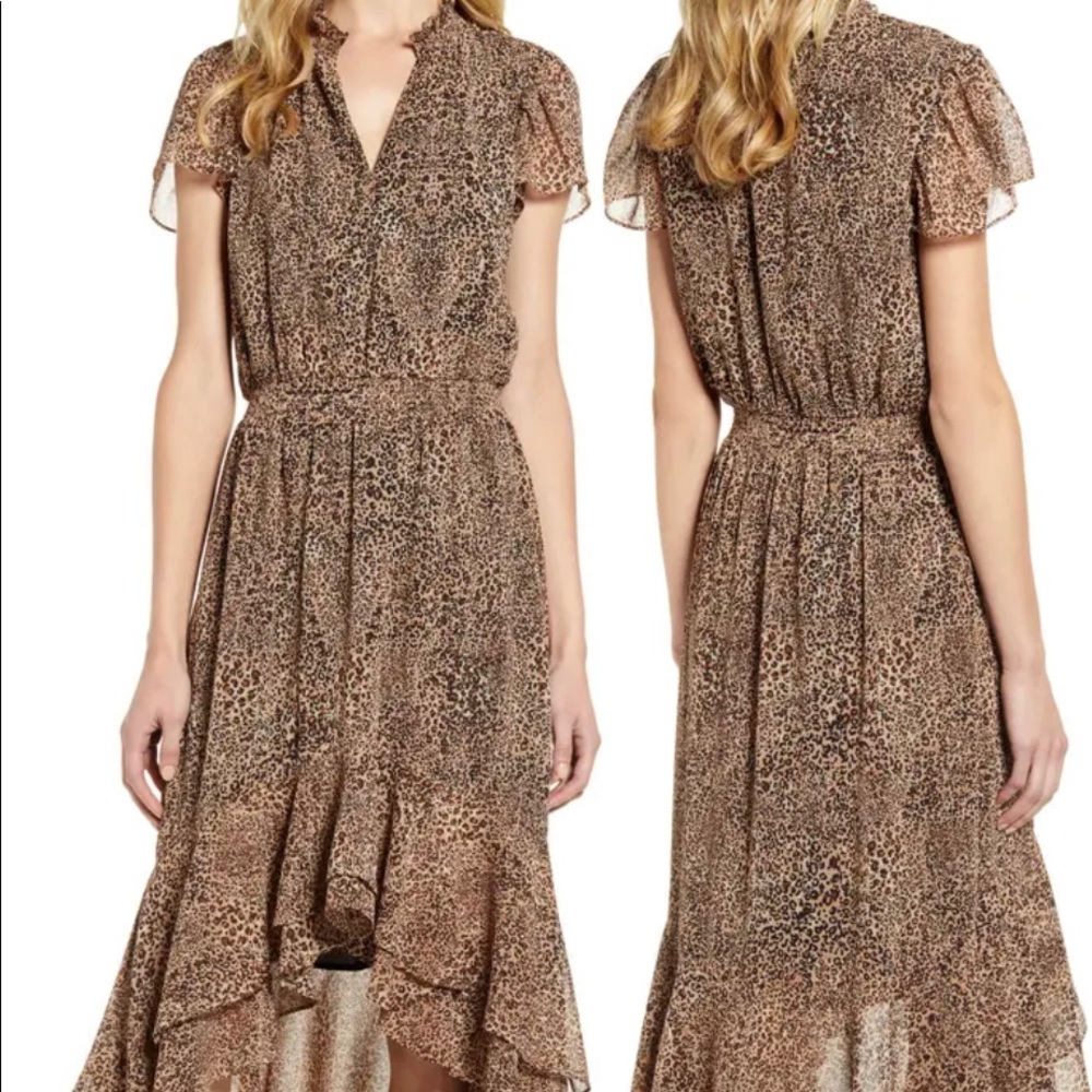 Leopard Muse Mock Neck High Low Dress